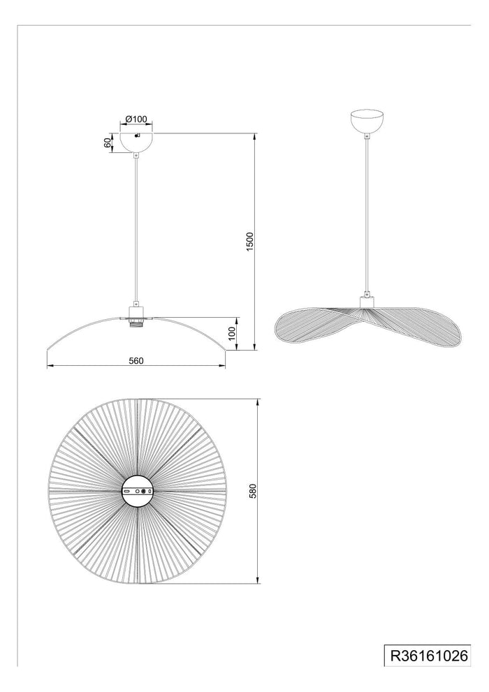Lampada a sospensione, fibre naturali, D 58 cm, Laurine