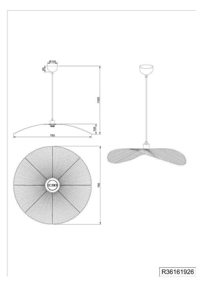 Lampada a sospensione, fibre naturali, D 78 cm, Laurine