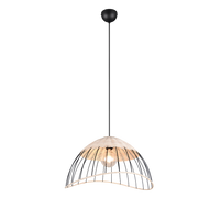 Lampada a sospensione, rattan e metallo, naturale e nero, D 48 cm, Sandrine