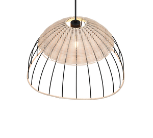 Lampada a sospensione, rattan e metallo, naturale e nero, D 48 cm, Sandrine