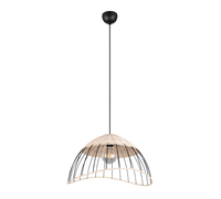 Lampada a sospensione, rattan e metallo, naturale e nero, D 48 cm, Sandrine