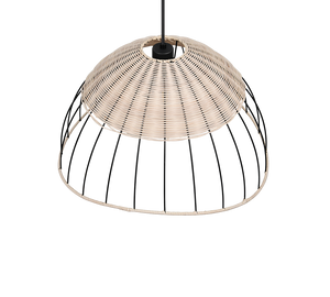 Lampada a sospensione, rattan e metallo, naturale e nero, D 48 cm, Sandrine
