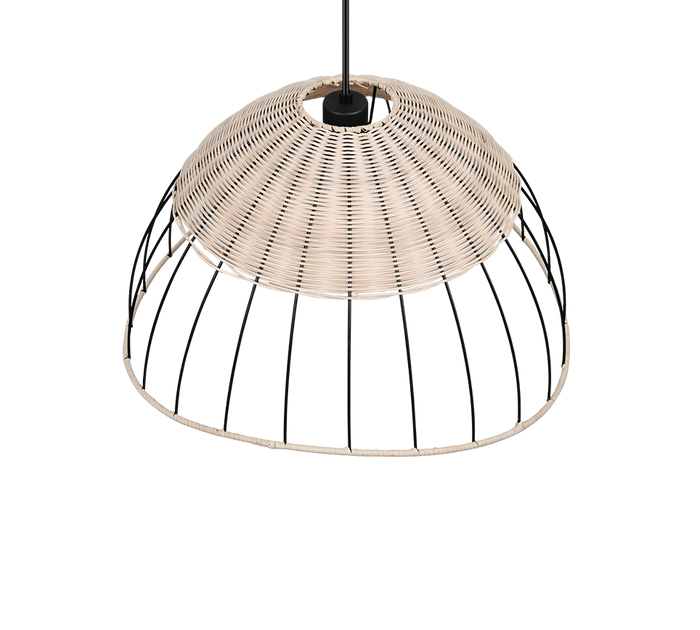 Lampada a sospensione, rattan e metallo, naturale e nero, D 48 cm, Sandrine