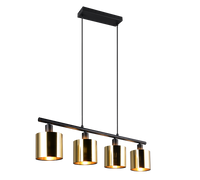 Lampada a sospensione 4 diffusori, metallo, nero e oro, L 75 cm, Jason