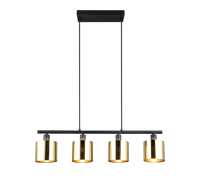 Lampada a sospensione 4 diffusori, metallo, nero e oro, L 75 cm, Jason