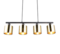 Lampada a sospensione 4 diffusori, metallo, nero e oro, L 75 cm, Jason
