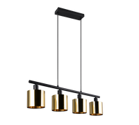 Lampada a sospensione 4 diffusori, metallo, nero e oro, L 75 cm, Jason