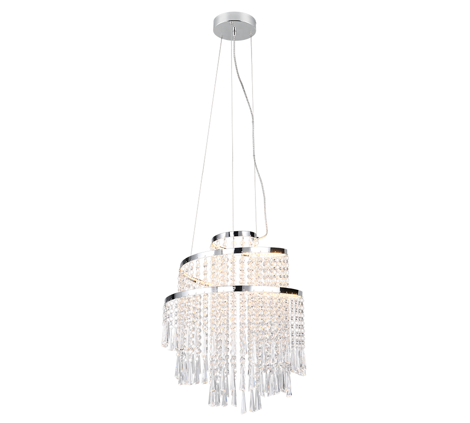 Lampada a sospensione LED con pendenti, metallo cromato, D 38 cm, Pomp