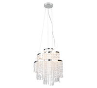 Lampada a sospensione LED con pendenti, metallo cromato, D 38 cm, Pomp