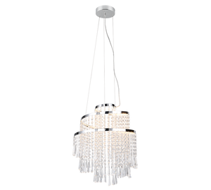 Lampada a sospensione LED con pendenti, metallo cromato, D 38 cm, Pomp