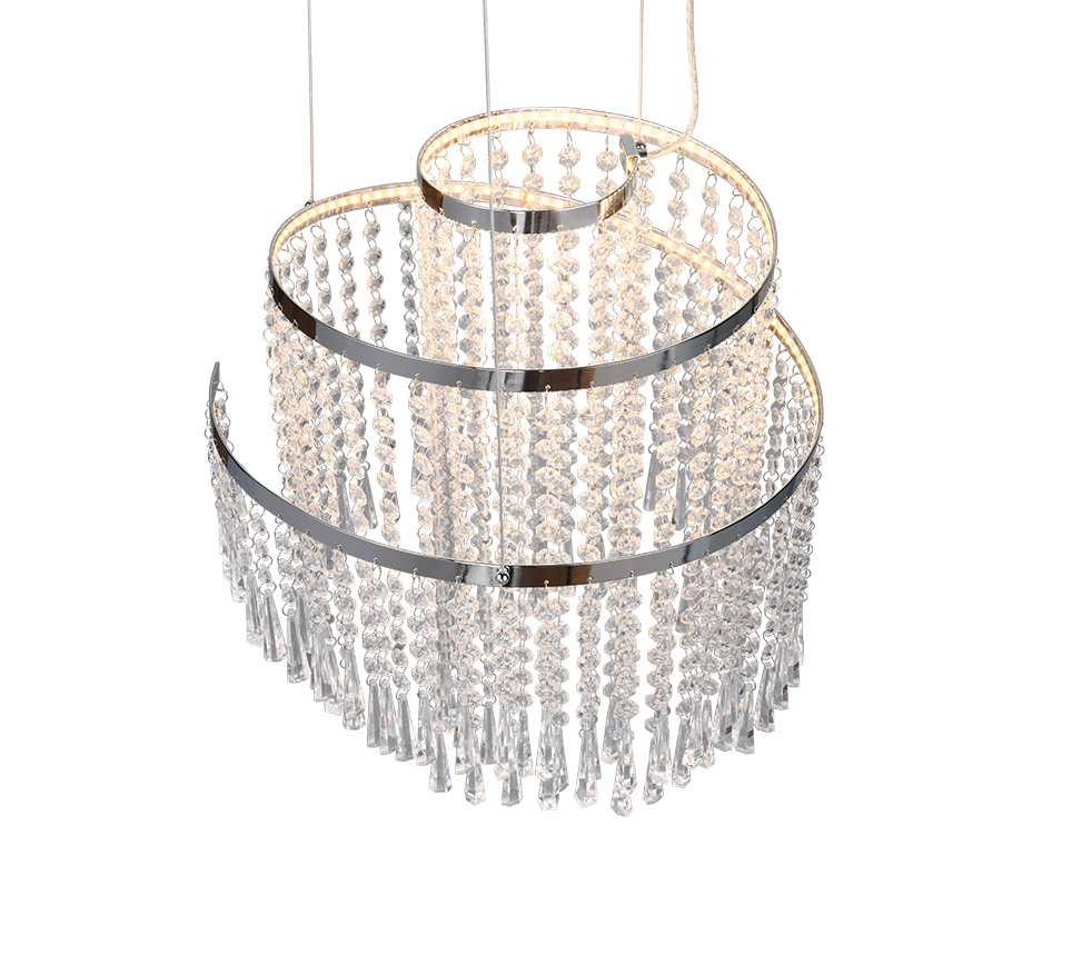 Lampada a sospensione LED con pendenti, metallo cromato, D 38 cm, Pomp