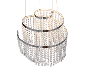 Lampada a sospensione LED con pendenti, metallo cromato, D 38 cm, Pomp