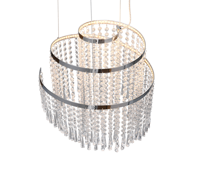 Lampada a sospensione LED con pendenti, metallo cromato, D 38 cm, Pomp