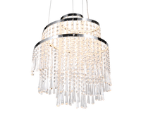 Lampada a sospensione LED con pendenti, metallo cromato, D 38 cm, Pomp