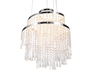 Lampada a sospensione LED con pendenti, metallo cromato, D 38 cm, Pomp