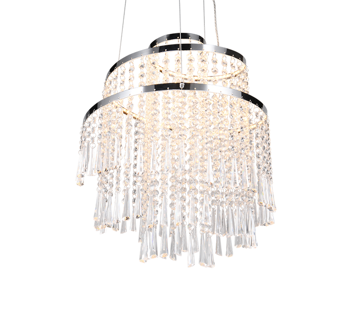 Lampada a sospensione LED con pendenti, metallo cromato, D 38 cm, Pomp