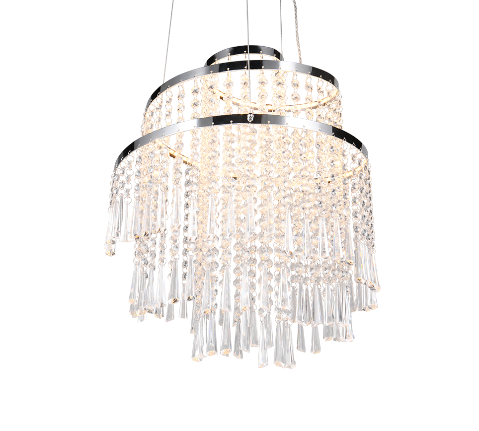 Lampada a sospensione LED con pendenti, metallo cromato, D 38 cm, Pomp