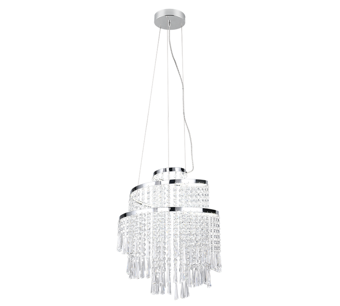 Lampada a sospensione LED con pendenti, metallo cromato, D 38 cm, Pomp