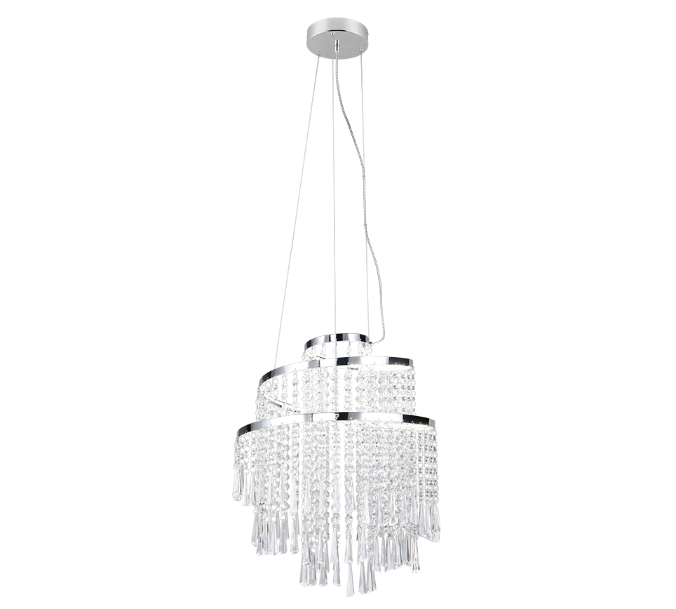 Lampada a sospensione LED con pendenti, metallo cromato, D 38 cm, Pomp