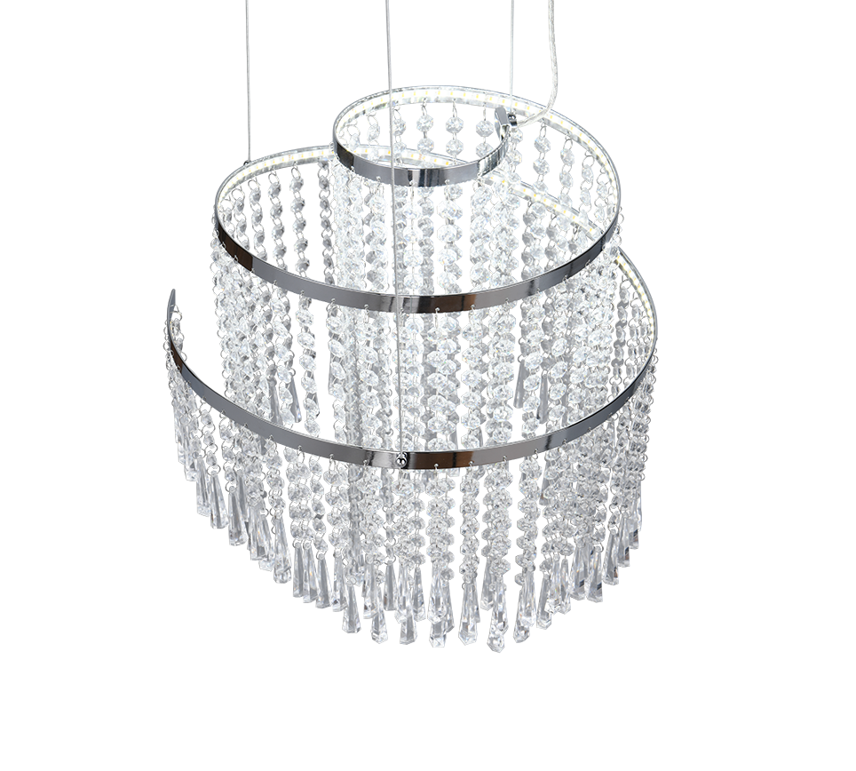 Lampada a sospensione LED con pendenti, metallo cromato, D 38 cm, Pomp