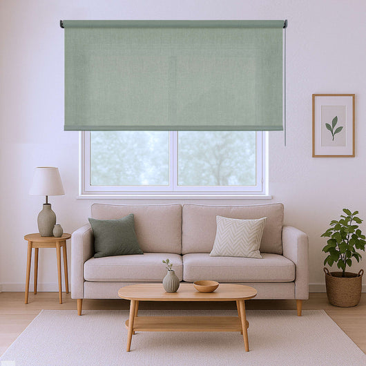 Tenda a Rullo Filtrante, Tenda Avvolgibile Traslucida Liscia Per Finestre e Porte Verde 100x250 cm