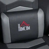 Poltrona da Gioco con Funzione Massaggio, Schienale Inclinabile, Poggiapiedi, Carico fino a 120 kg, Telaio in Acciaio, Similpelle, Grigio