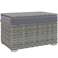 Baule da Giardino in Rattan PE con Rivestimento Interno in Tessuto Impermeabile, 76x45x48 cm, Grigio