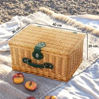 Cesta da Pic Nic per 2 Persone in Vimini con Area Termica e Cavatappi, 40x30x20 cm, Marrone Chiaro