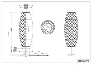 Piantana, canapa e metallo, naturale e nero, H 120 cm, Hive
