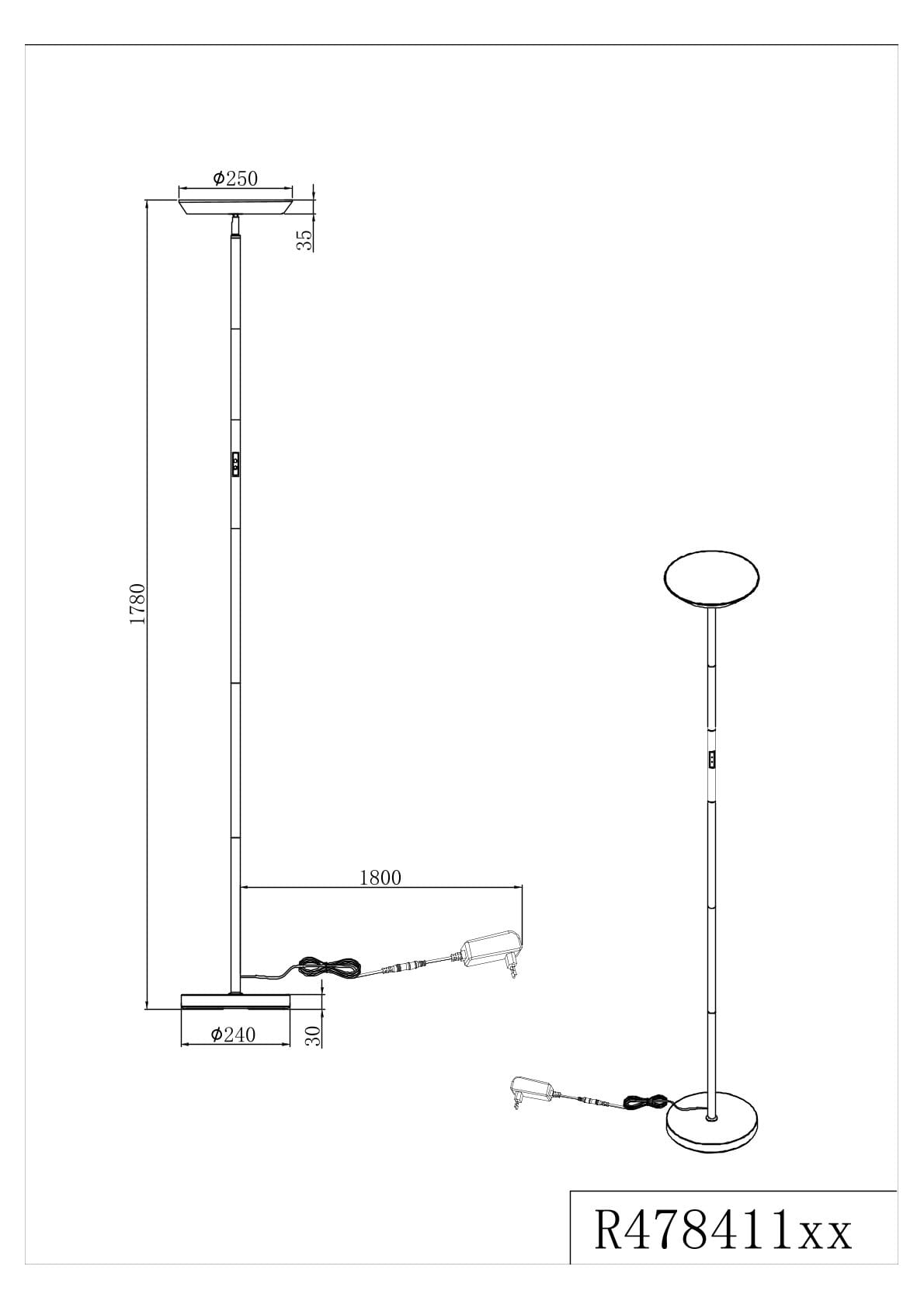 Piantana LED, metallo, nero, H 180 cm, Specter