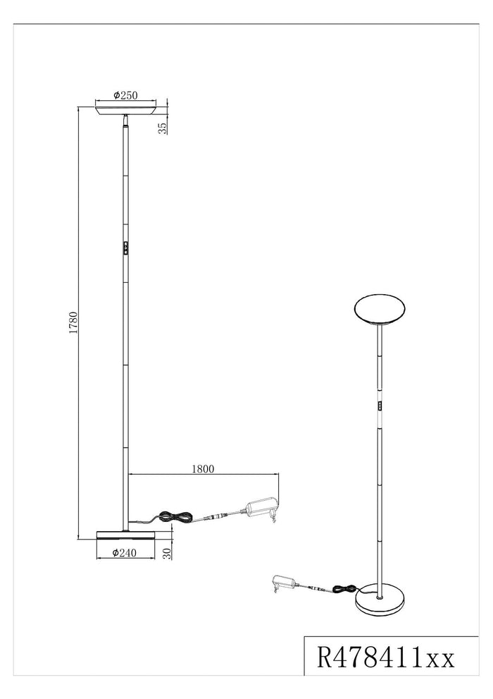 Piantana LED, metallo, nero, H 180 cm, Specter