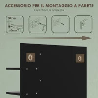 Specchiera Bagno Moderna da Parete a 4 Ripiani in Legno, 45x15x58.5cm, Nero