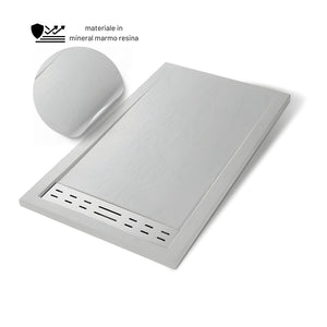 Piatto doccia mineral marmo resina antiscivolo h 4 cm *** misure l140 x p80 x h4 cm, tinta bianco, confezione 1