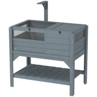 Casa Recinto per Tartarughe su Piedi con Mensole in Legno di Abete, 103H x 84L x 51l cm, Grigio