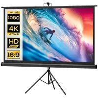 Telo Proiettore Pieghevole da 84" Formato 16:9 con Treppiede Regolabile, 200x8x118 cm, Nero