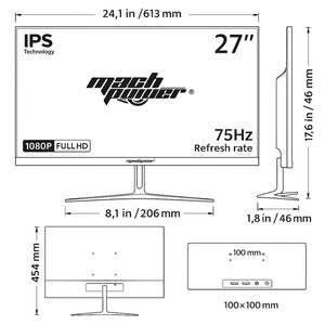 Monitor led 27 pollici ips full hd mach power eb-fm27mips