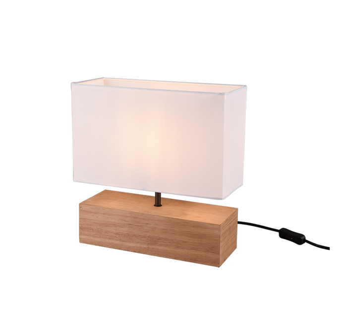 Lampada da tavolo, base legno naturale, bianco, H 30 cm, Woody