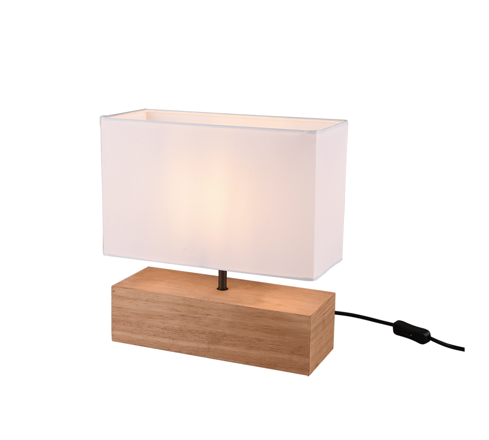 Lampada da tavolo, base legno naturale, bianco, H 30 cm, Woody