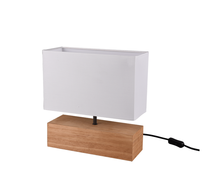Lampada da tavolo, base legno naturale, bianco, H 30 cm, Woody