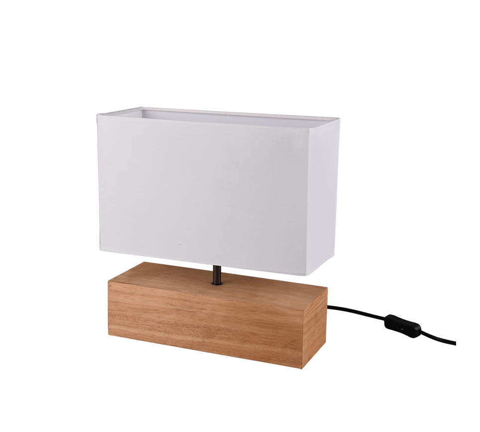 Lampada da tavolo, base legno naturale, bianco, H 30 cm, Woody