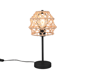 Lampada da tavolo, canapa e metallo, naturale e nero, H 42 cm, Hive