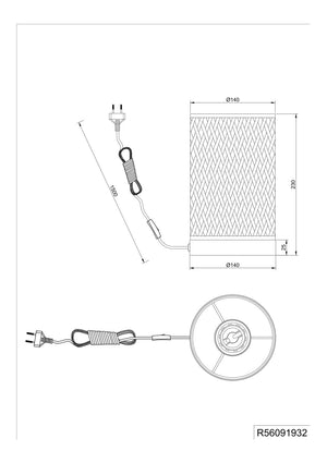 Lampada da tavolo, bambù e metallo, naturale e nero, H 23 cm, Laurent
