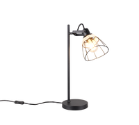 Lampada da tavolo, rattan e metallo, naturale e nero, H 50 cm, Jerome