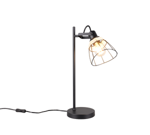 Lampada da tavolo, rattan e metallo, naturale e nero, H 50 cm, Jerome