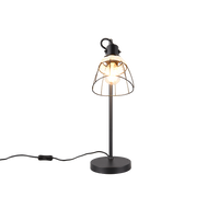 Lampada da tavolo, rattan e metallo, naturale e nero, H 50 cm, Jerome