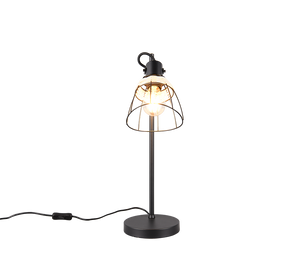 Lampada da tavolo, rattan e metallo, naturale e nero, H 50 cm, Jerome