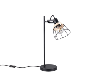Lampada da tavolo, rattan e metallo, naturale e nero, H 50 cm, Jerome
