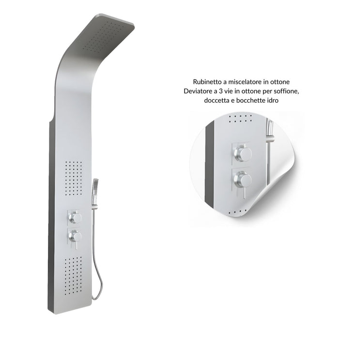Colonna doccia 3 funzioni acciaio inox 2 bocchette idro lombari l20xp44xh140 001b *** finitura- spazzolato, confezione 1