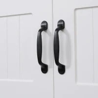 Credenza Cucina Alta con 2 Armadi, 4 ripiani con 5 scomparti ciascuno,Mobile Buffet Stile Country, 70x40x170cm, Bianco e Nero| Aosom Italy