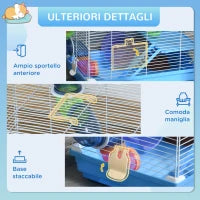 Gabbia per Criceti a 2 Livelli con Serbatoio per Acqua, Vassoio, Tubo e Ruota per Criceti, 46x30x37 cm